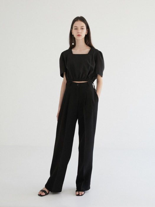 19 SUMMER_Black Linen Mini Blouse 