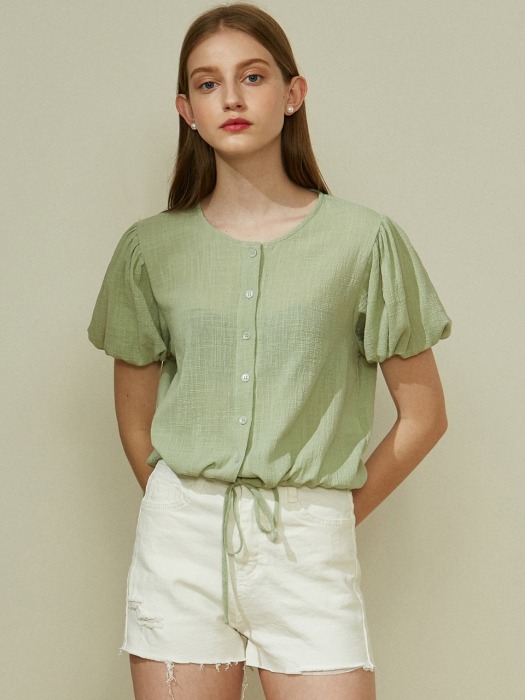 iuw427 String puff blouse (mint)