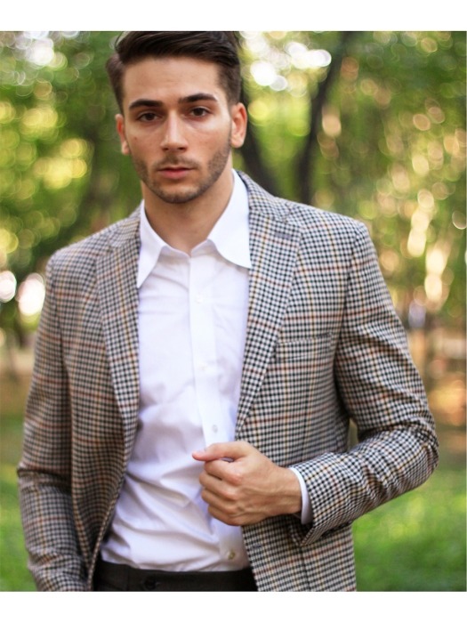 Wool Check tailored jacket (Beige_Italy fabfic)  