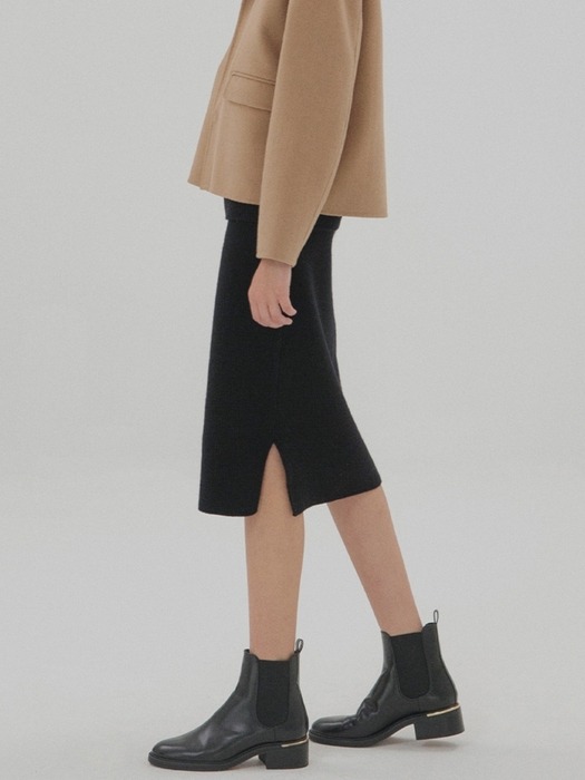 Wool Cashmere Skirt - Black