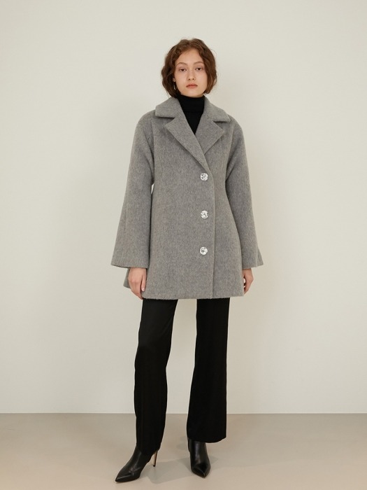 Fanni Gray Wool Half-Coat