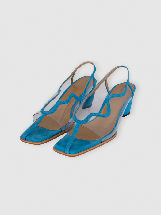 CURVED SUEDE SANDALS (TURQUOISE BLUE)