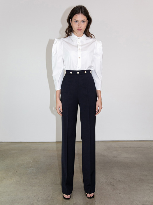 PEARL BUTTON HIGH WAIST PANTS