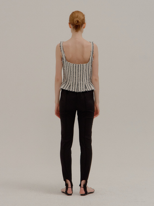 POLE Striped Skinny Pants with detachable footstraps
