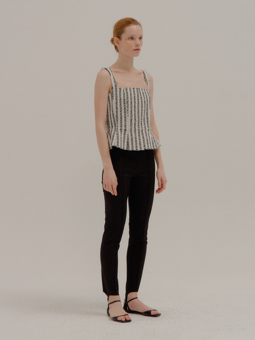 POLE Striped Skinny Pants with detachable footstraps