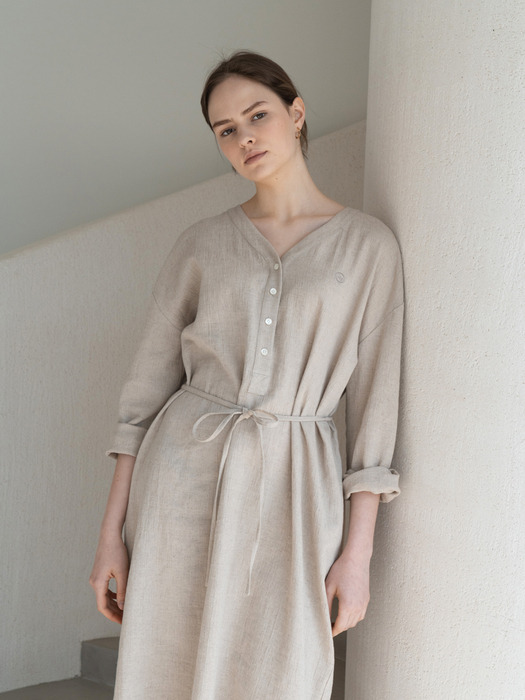 v-neck dress (beige)