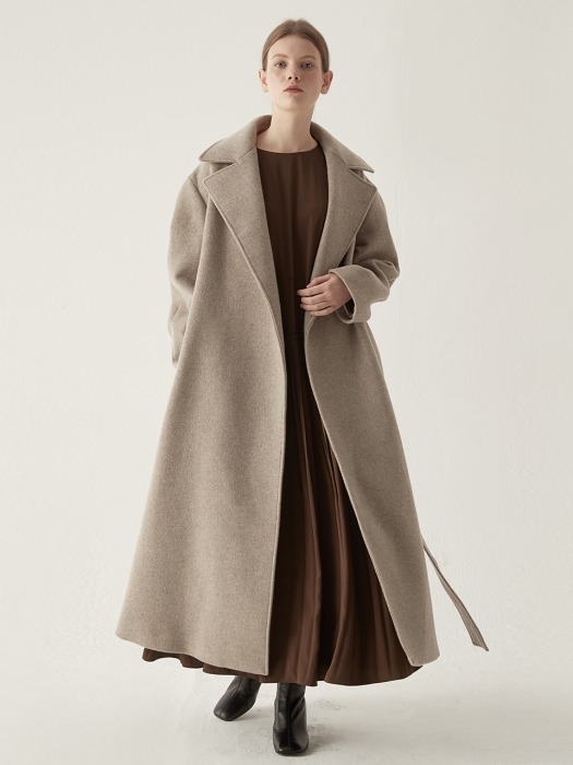 Cashmere blended maxi coat - Oatmeal