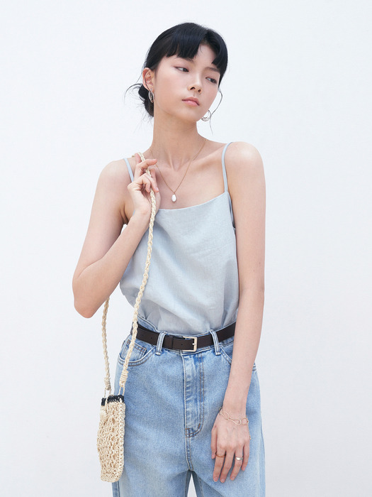 LINEN BASIC SLEEVELESS_SKY BLUE