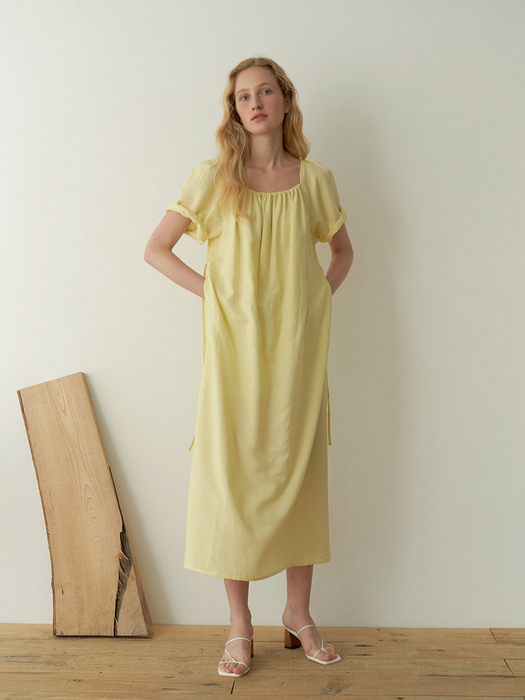 Puff shirring dress - Yellow