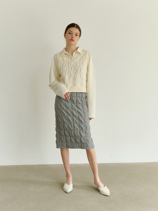 A2 SQUARE MIDI SKIRT_GY