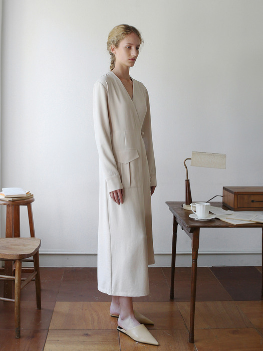 Helen Wrap Dress (light beige)