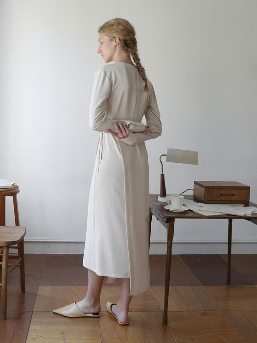 Helen Wrap Dress (light beige)