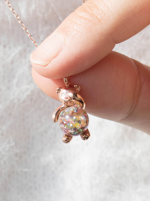 Lovely Luvinbear with Birth Snowball Necklace