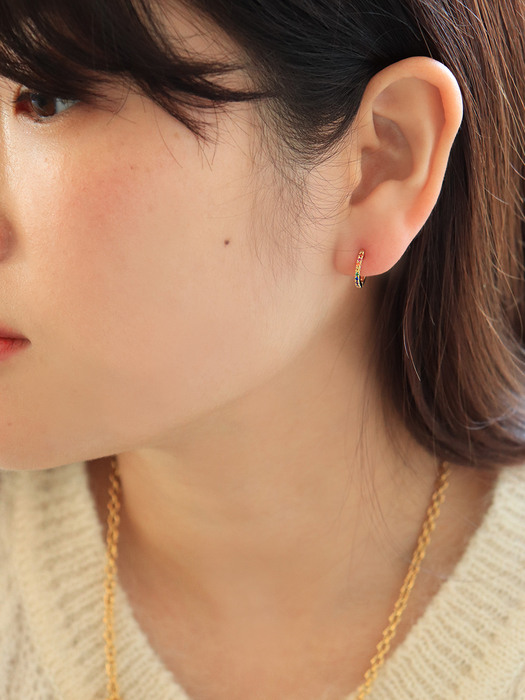 Rainbow cubic one-touch earring