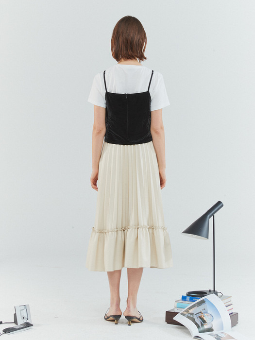 faux-leather pleated skirt Ivory