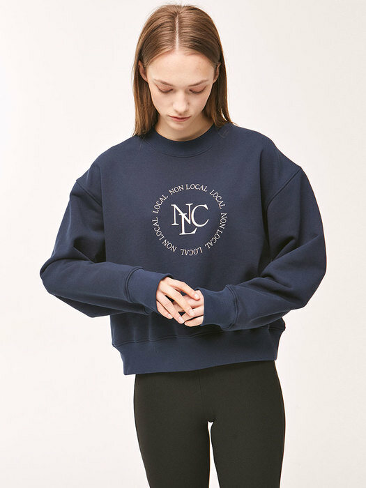 Circle Logo Crop Sweatshirt - Navy