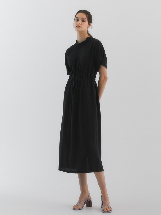 Rosie Shirring Dress_Black