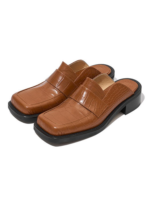 EDGE SQUARE LOAFER MULE KS [CAMEL BROWN]