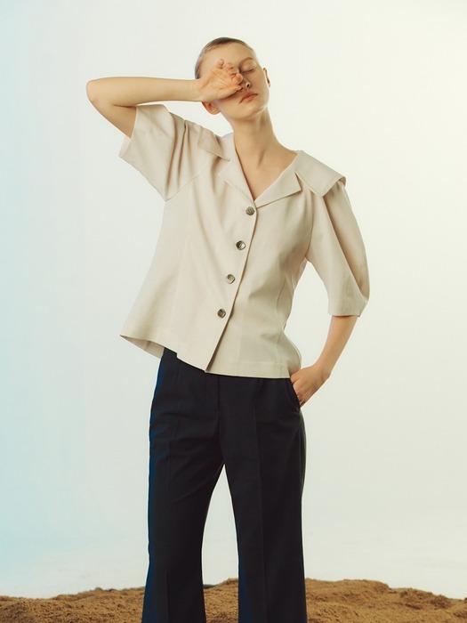 sailor collar linen shirt blouse VWBLLE0300