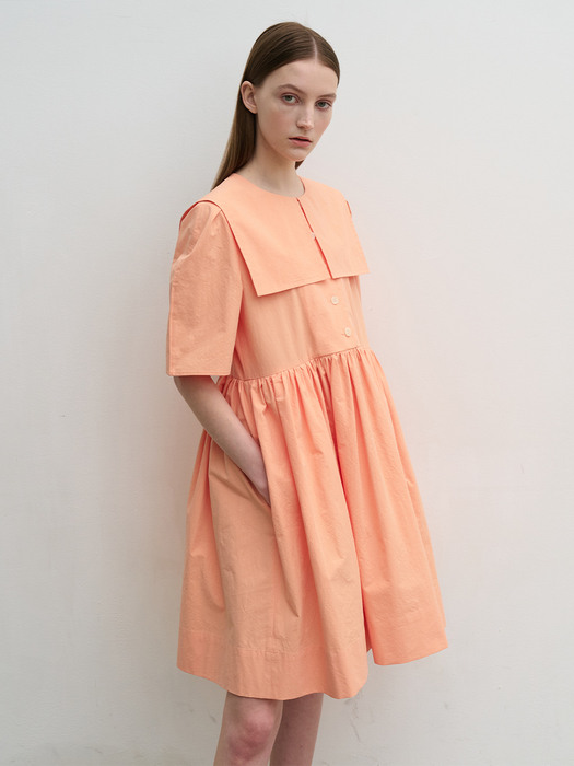 Cotton sailor collar dress (orange)
