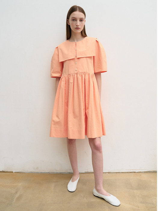 Cotton sailor collar dress (orange)