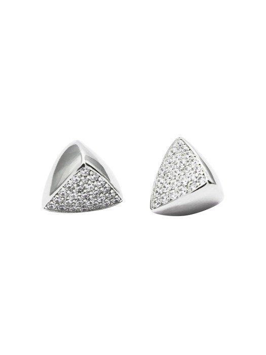 [S by Tari] Triangular Volume Earrings - Whitegold