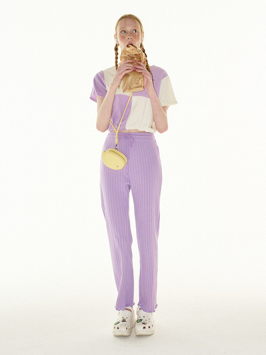 Knit cozy banding pants (Violet)
