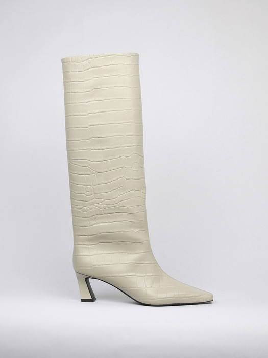 Mia Boots Leather Beige Croco