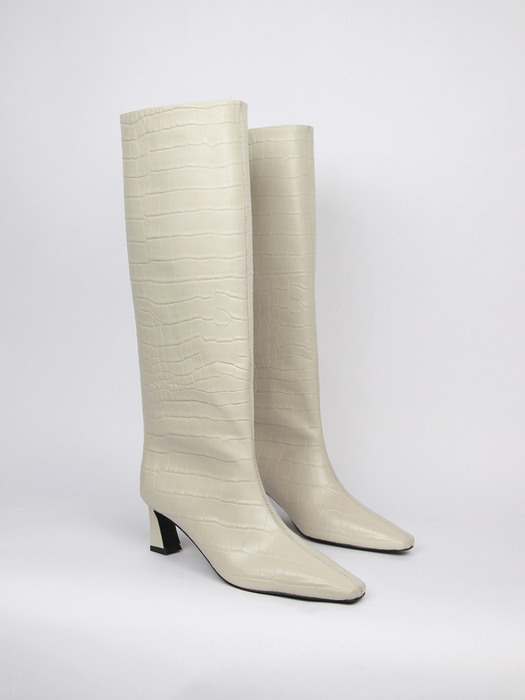 Mia Boots Leather Beige Croco