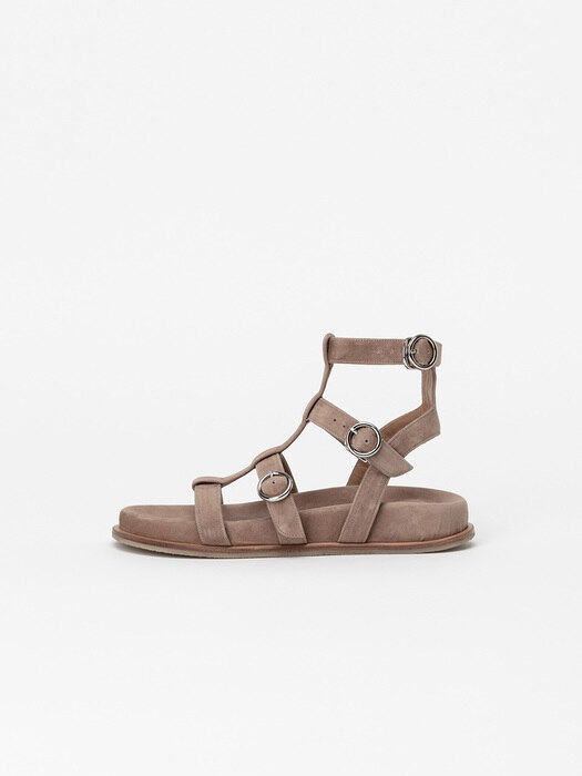 Thea Gladiator Sandals in Mocha Beige Suede