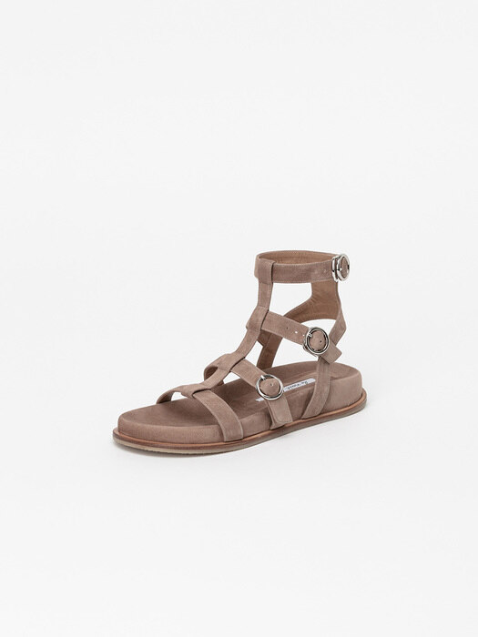 Thea Gladiator Sandals in Mocha Beige Suede