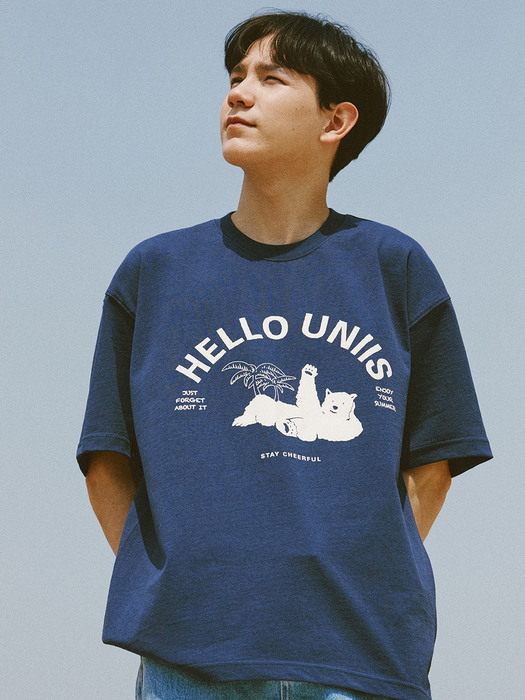 UNIIS HELLO BEAR TEE_NAVY