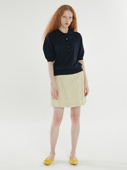 [LIMITED] ECO COTTON TWEED MINI SKIRT LIGHT YELLOW (AESK0E001Y2)