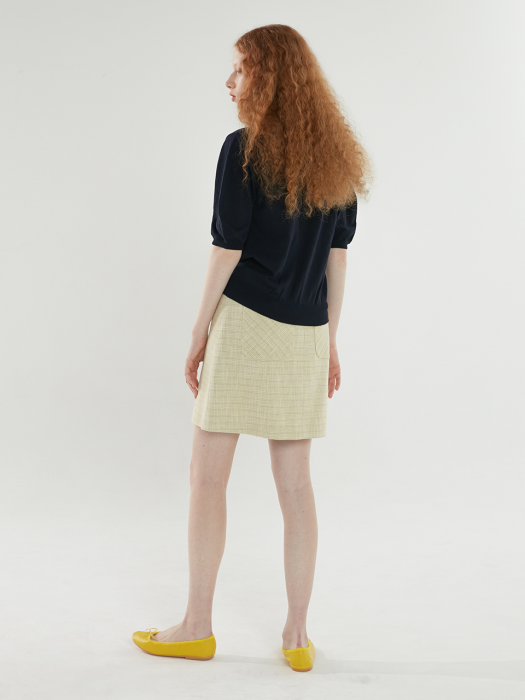 [LIMITED] ECO COTTON TWEED MINI SKIRT LIGHT YELLOW (AESK0E001Y2)