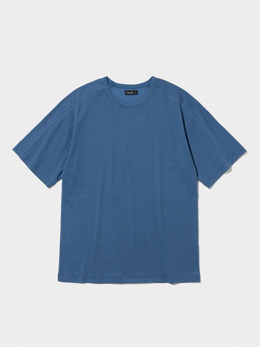 Knitting Blocked T-shirt Blue