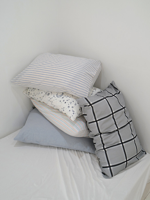 Black check linen pillow cover