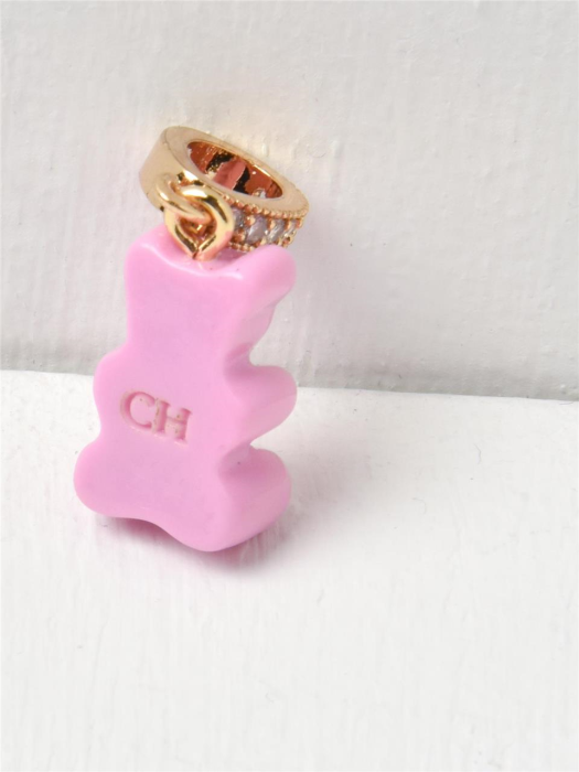 NOSTALGIA BEAR PENDANT PAVE, CANDY PINK