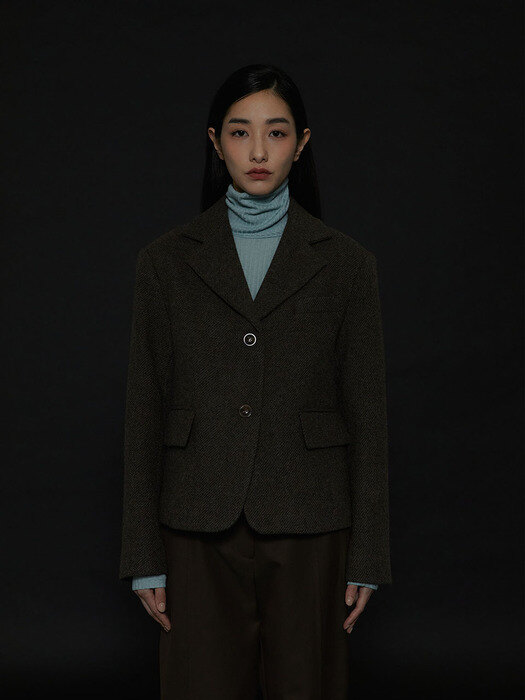 Merino Tweed Jacket [ Brown ]