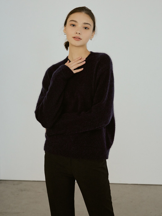 Mohair round knit (navy)