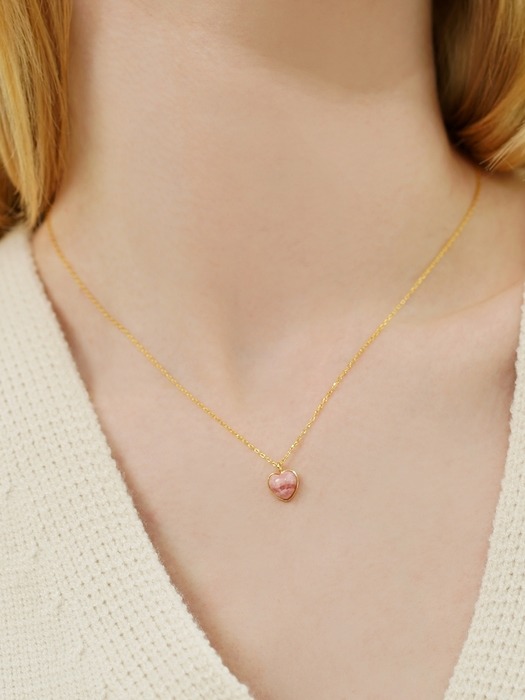 Heart stone pendant gold plating chain Necklace (Rosequartz, Malachite, lapts-lazuli) 하트 원석 팬던트 체인 목걸이 (로즈쿼츠, 말라카이트, 라피스라줄리)