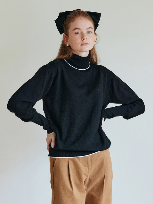 Merino Wool Knit Turtleneck_BK