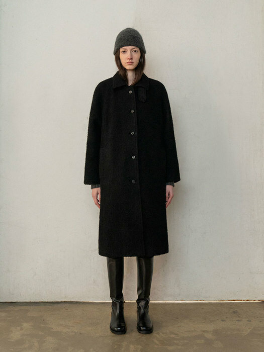 Boucle mac coat (Black)