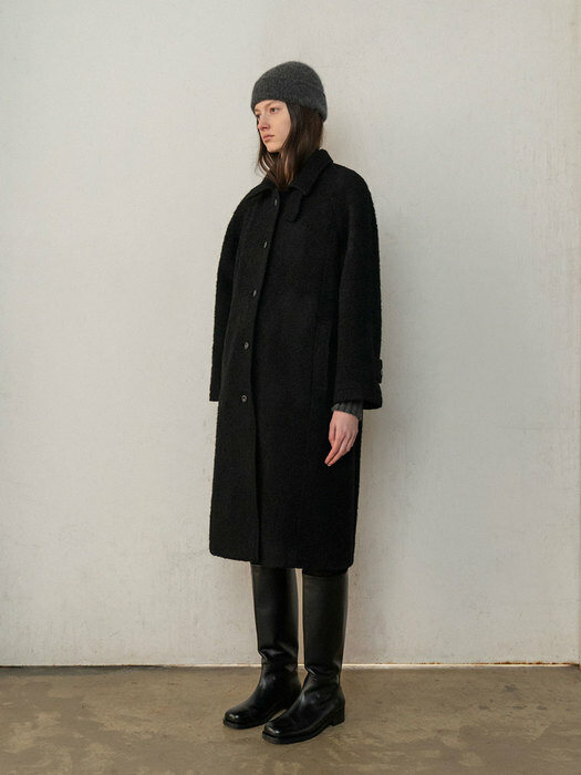 Boucle mac coat (Black)