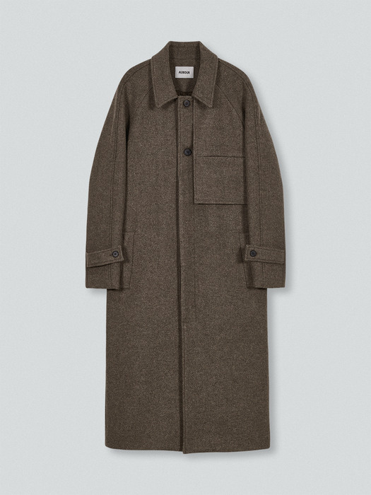 Flap pocket balmacaan coat ( twill brown )