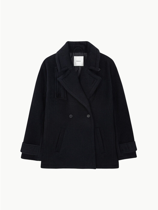 Lambswool Stand Collar Coat (BLACK)