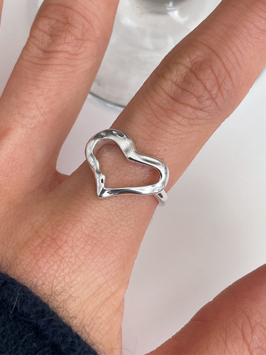 silver925 heart free ring