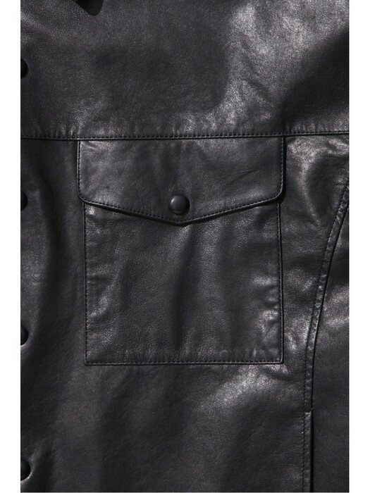 shirt style vegetable leather jacket_CWUDS22215BKX