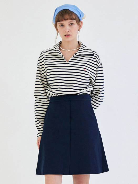 Button Chino Midi Skirt_NV