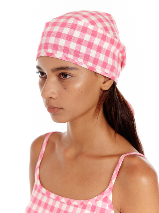 UCARF Patterned Head Scarf - Pink Check