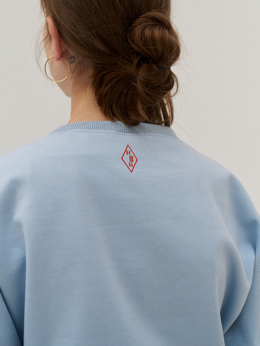 Sweat top with embroidery in sky blue